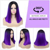 Picture of Quick Wig Ombre Wigs Purple Short Straight Bob Wig Black to Purple Middle Part Heat Resistant Fiber Synthetic Cosplay Party Wigs for Women