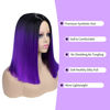 Picture of Quick Wig Ombre Wigs Purple Short Straight Bob Wig Black to Purple Middle Part Heat Resistant Fiber Synthetic Cosplay Party Wigs for Women