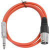 Picture of Seismic Audio SATRXL-M3Red6 3-Feet XLR Male to 1/4-Inch TRS Patch Cables - Red