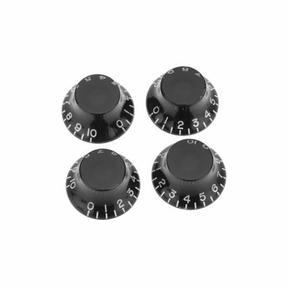 Picture of Musiclily Pro Metric Size Guitar Top Hat Bell Control Knobs for Epiphone Les Paul SG Electric Guitar Asia Import Guitar Bass Split Shaft Pots, Black (Set of 4)