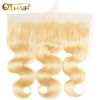 Picture of QTHAIR 12A Russian Blonde #613 Transparent Lace Frontal 100% Russian Blonde Human Hair for Women (18", #613 Honey Blonde Body Wave Frontal) Pre-plucked #613 Platinum Blonde #613 Body Wave Human Hair Lace Frontal