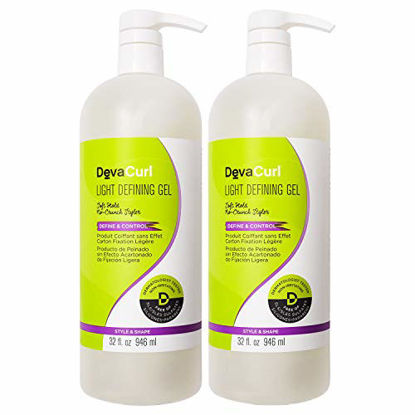 Picture of DevaCurl Light Defining Gel, Soft Hold Styling Hair Gel, Non-Sticky, Sulfate, Paraben and Silicone Free, 32 Ounce, 2-Pack