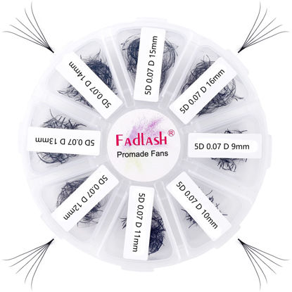 Picture of Volume Lash Extensions 1000pcs Premade Fans Eyelash Extensions Promades Eyelash Loose Fans Pointed Base 5D/8D/10D/12D/14D/16D 9-16mm/15-20mm Mixed Tray Avalible (5D-0.07D, 9-16mm)