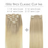 Picture of WENNALIFE Clip in Hair Extensions, 150g 14 Inch 9pcs Ash Blonde to Golden Blonde and Platinum Blonde Human Hair Extensions Thicker Clip in Hair Extensions Real Human Hair Clip Set Double Weft