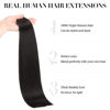 Picture of DOORES Tape in Human Hair Extensions Natural Black 16 Inch 20pcs 50g Silky Straight Real Hair Extensions Tape in Real Hair Glue in Extensions Skin Weft