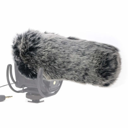 Picture of SUNMON Microphone Furry Windscreen, Dead Cat Wind Muff Mic Windshield Fur Foam Cover as Pop Filter Compatible with Rode VideoMic Pro Camera Microphone