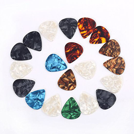 Picture of Musiclily 1.5MM Extra Heavy Gauge Assorted Pearl Celluloid Guitar Bass Picks Plectrums for Acoustic Electric Guitar or Bass,Random Color(Pack of 20)