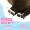 Picture of Sunny Tape in Hair Extensions Human Hair Dark Brown Ombre Blonde Balayage #3/8/18 Tape in Balayage Hair Extensions Human Hair Brown Balayage Hair Tape in Extensions Remy Straight 20inch 50g 20pcs