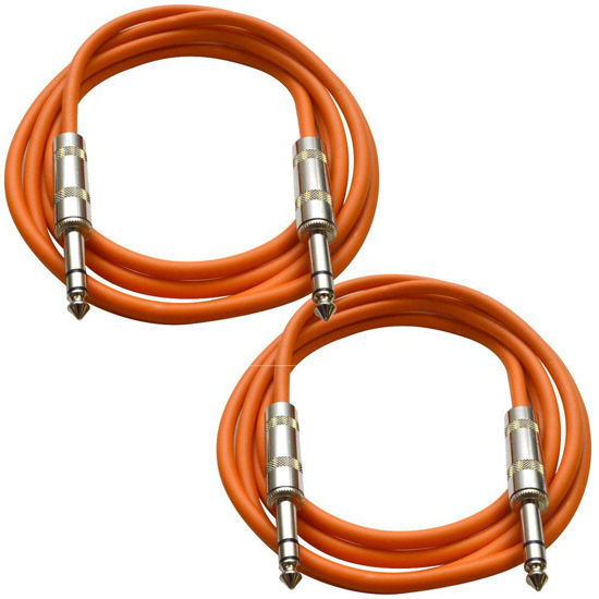 Picture of SEISMIC AUDIO - SATRX-3-2 Pack of 3' 1/4" TRS Male to 1/4" TRS Male Patch Cables - Balanced - 3 Foot Patch Cord - Orange and Orange