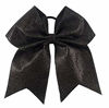 Picture of Glitter Cheer Bows - Cheerleading Softball Gifts for Girls and Women Team Bow with Ponytail Holder Complete your Cheerleader Outfit Uniform Strong Hair Ties Bands Elastics by Kenz Laurenz (1) (Black)