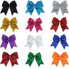 Picture of Glitter Cheer Bows - Cheerleading Softball Gifts for Girls and Women Team Bow with Ponytail Holder Complete your Cheerleader Outfit Uniform Strong Hair Ties Bands Elastics by Kenz Laurenz (1) (Black)