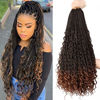 Picture of Box Braids Curly Ends Box Braid Crochet Hair Prelooped Synthetic Crochet Braids (18inch, T1B/30)