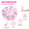 Picture of Premade Fans Light Pink Eyelash Extension 500 Fans Handmade Loose Volume Lashes 10D Pre-made Fans 0.07mm C/D Curl 13-20mm Mixed Volume Eyelash Extensions (500PCS-10D-0.07-C, 13-20mm MIXED)