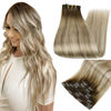 Picture of Full Shine Clip in Hair Extensions 24 Inch Balayage Clip in Extensions Blonde Clip in Human Hair 120 Gram Double Weft Clip in Human Hair Extensions Color 3 Fading to 8 And 22 Blonde 7Pcs