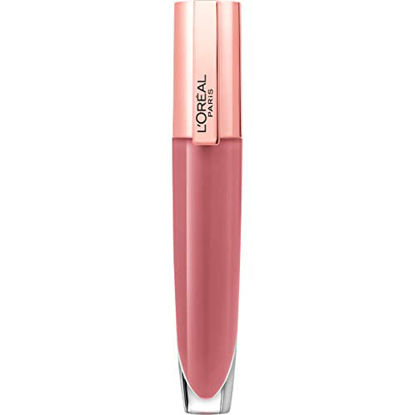 Picture of L'Oreal Paris Makeup Tinted Lip Balm-in-Gloss, Glow Paradise Hydrating Liquid Lip Color with Hyaluronic Acid, Ultra-Gentle, Non-Sticky Formula, Feathery Fleur, 0.23 Fl Oz