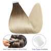 Picture of Fshine Tape ins Hair Extensions Dark Root Blonde 22inch Ash Brown Ombre to Blonde Real Human Hair Balayage Tape in Extensions 20Pieces/50Grams