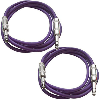 Picture of SEISMIC AUDIO - SATRX-3-2 Pack of 3' 1/4" TRS Male to 1/4" TRS Male Patch Cables - Balanced - 3 Foot Patch Cord - Purple and Purple