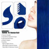 Picture of Full Shine Tape in Hair Real Remy Hair Extensions Double Sided Tape Straight Brazilian Hair Color Blue 25g Per Pack 22 Inch for Women Glue on Hair