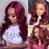 Picture of Larhali Hair Body Wave 99J Lace Front Wigs Human Hair 99J Burgundy 13x4 Lace Closure Wig Pre Plucked Glueless Lace Wigs with Baby Hair for Black Women Red Color Brazilian Virgin Human Hair Wigs 150% Density 22inch