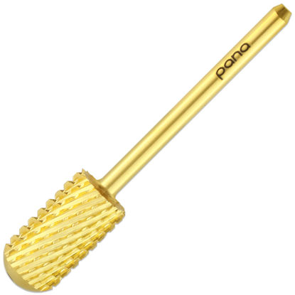 Picture of PANA Smooth Top Large Barrel 3/32" Shank Size - (Gold, Extra Coarse Grit) - Fast remove Acrylic or Hard Gel Nail Drill Bit for Manicure Pedicure Salon Professional or Beginner