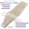 Picture of Fshine 22 Inch Silky Straight Tape In Human Hair Extensions Color 1000 Blonde Brazilian Hair Seamless Tape On Hair Extensions Double Sided 50 Grams 20 Pieces Remy Tape In Hair