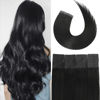 Picture of Tape in Hair Extensions 1 Jet Black 100% Remy Human Hair Extensions Silky Straight for Fashion Women 20 Pcs/Package(24Inch #1 70g)