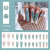 Picture of YoYoee Luxury Blue Fake Nails Coffin Long Press on Nails Acrylics Full Cover Rhinestones False Nails Tips for Women and Girls 24PCS