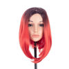 Picture of SWACC Ombre Colors Straight Short Hair Bob Wig Synthetic Colorful Cosplay Daily Party Flapper Wig for Women and Kids with Wig Cap (Red)