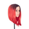 Picture of SWACC Ombre Colors Straight Short Hair Bob Wig Synthetic Colorful Cosplay Daily Party Flapper Wig for Women and Kids with Wig Cap (Red)