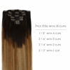 Picture of WENNALIFE Clip in Human Hair Extensions, 18 Inch 120g 7pcs Dark Brown to Chestnut Brown and Dirty Blonde Highlighted Clip In Human Hair Remy Clip in Hair Extensions Real Human Hair Double Weft