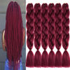 Picture of SHUOHAN 6 Packs Ombre Jumbo Braiding Hair Extensions 24 Inch High Temperature Synthetic Fiber Hair Extension for Box Braids Crochet Braids Braiding Hair (Wine Red)