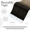 Picture of Full Shine Tape in Remy Hair Extensions 50 Gram Skin Weft Tape Hair Extensions 16 Inch Darkest Brown Fading to Ash Blonde and Platinum Blonde Tape in Extensions 20Pcs