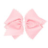 Picture of Wee Ones Girls' Classic Grosgrain Moonstitch Hair Bow on a WeeStay No-Slip Hair Clip, Mini King, Light Pink with White Trim