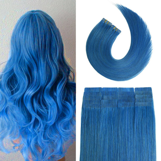 Blue human outlet hair extensions