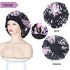 Picture of Silk Hair Bonnet 3 Pack Large Satin Bonnets for Black Women Silk Sleeping Cap for Natural Curly Hair (Black Red Purple)