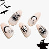 Picture of Halloween Short Almond Press on Nails, Gothic Nude Fake Nails with Design Snake Moon Stars Medium Oval Glue on Nails for Women UV Gel Reusable Acrylic False Nail Kits Stick on Nails Full Cover Static Nails by GLAMERMAID, 24 Pcs