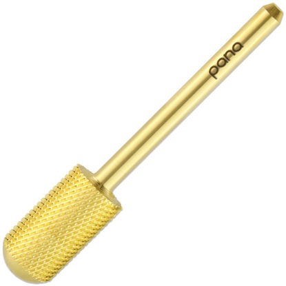 Picture of PANA Smooth Top Large Barrel 3/32" Shank Size - (Gold, Fine Grit) - Fast remove Acrylic or Hard Gel Nail Drill Bit for Manicure Pedicure Salon Professional or Beginner