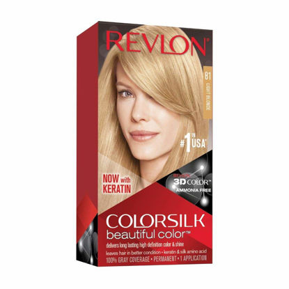 Picture of REVLON Colorsilk Beautiful Color Permanent Hair Color with 3D Gel Technology & Keratin, 100% Gray Coverage Hair Dye, 81 Light Blonde