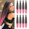 Picture of 8 Pack Ombre Braiding Hair Pre Stretched - 26" 100G/Pack Premium Kanekalon Pre Stretched Braiding Hair Extensions, Professional Itch Free Hot Water Setting Perm Yaki Texture Prestretched Hair(1Bpink)