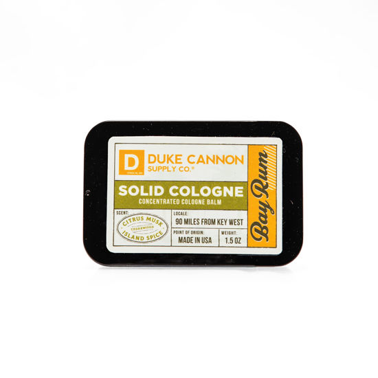 Picture of Duke Cannon Supply Co. Solid Cologne for Men Bay Rum (Citrus Musk, Cedarwood, Island Spice) - Concentrated Balm, Travel-Friendly Convenient Tin, Made with Natural & Organic Ingredients 1.5 oz (1 unit)