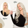 Picture of Sunny Fishing Line Hair Extensions Platinum Blonde #60 Secret Wire Hair Extensions Blonde Real Human Hair Fishing Line Extensions Hidden Wire Remy Hair Extensions Blonde Silky Straight 18inch 80g