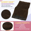 Picture of Sunny Fishing Line Hair Extensions Dark Brown Real Human Hair #4 Chocolate Brown Invisible Wire Extensions Human Hair Remy Secret Wire Human Hair Extensions Fishing Line Natural 12 Inch 80g