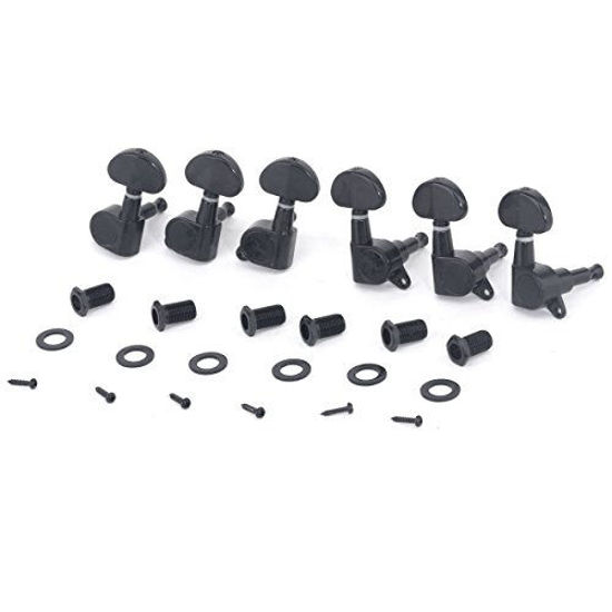 Picture of Musiclily Pro 3+3 Sealed Guitar String Tuners Machine Heads Tuning Pegs Keys Set for Les Paul Style Guitar Replacement, Half Moon Button Black