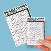 Picture of Small + Large Ukulele Chords Cheatsheet Bundle - Laminated and Double Sided Pocket Reference 4"x6" and 6"x9" • Best Music Stuff