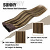 Picture of Sunny 16" Halo Remy Hair Extensions Dark Brown with Caramel Blonde 80g Real Remy Human Hair