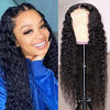 Picture of Water Wave Lace Front Wig With Baby Hair 13X4 Glueless Lace Wig Brazilian Virgin Curly Hair Pre Plucked Hairline Free Part Human Hair Wigs For Black Women 180% Density Wet and Wavy Human Hair Wigs