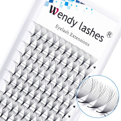 Picture of Lash Extensions Premade Volume Eyelash Extension 13mm 6D 10D 12D 16D Short Stem Premade Fans D Curl 0.07mm Volume Lash Extensions Supplies(10D-0.07-D, 13mm)