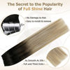 Picture of Full Shine Tape in Hair Extensions Human Hair Balayage Black to Ash Brown and Light Blonde 20 Inch 100g 40pcs Remy Human Hair Extensions Tape in Straight