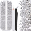 Picture of One Pack 2000 Pcs of Flatback Transparent White Clear Round Crystal Rhinestones 6 Sizes (1.5-6 mm) with Nail Art Rhinestone Picker Pencil And Tweezer For DIY And Salon Use