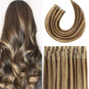 Picture of Tape in Hair Extensions 4P27 Medium Brown/Dark Blonde 100% Remy Human Hair Extensions Silky Straight for Fashion Women 20 Pcs/Package(18Inch #4P27 40g)